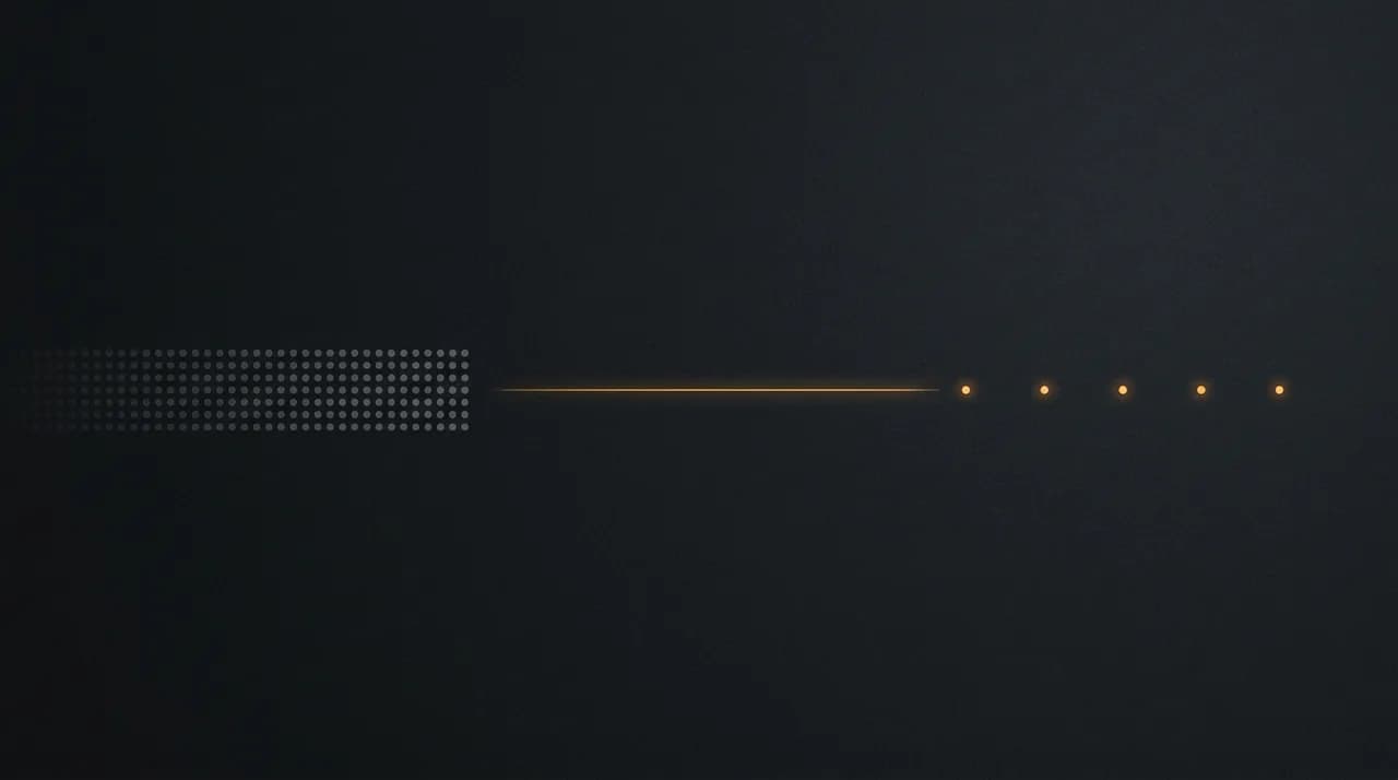 Evenly spaced dots queued at an amber threshold line, with only a few crossing it.